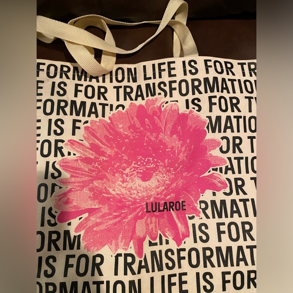 NWOT Lularoe Transformation is for Life extra large canvas tote bag 20”x15”x4” - Picture 2 of 11